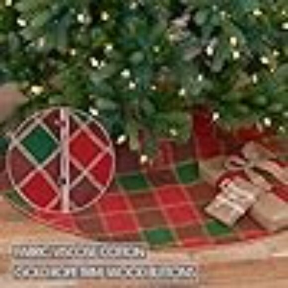 VHC Brands Tristan 48" Patchwork Tree Skirt – Rustic Farmhouse Holiday Decor - Picture 2 of 4